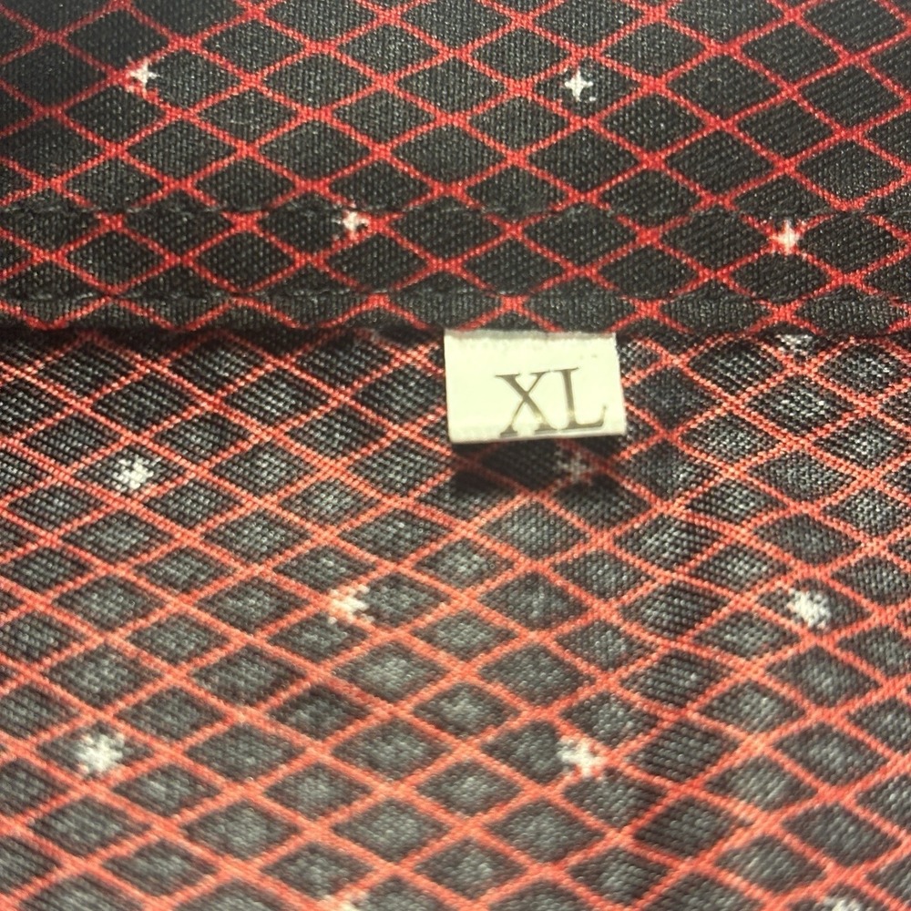 Mens XL Maroon Black Geometric Button Shirt Y2K Club Party Casual Short Sleeve - Picture 3 of 11